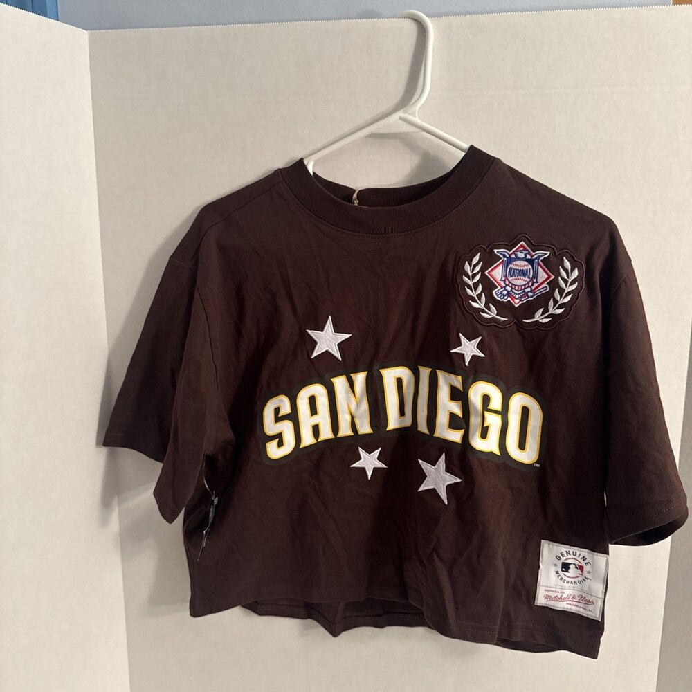 Mitchell & Ness San Diego Padres Women’s Pep Rally Crop Boxy Tee Size M NWT